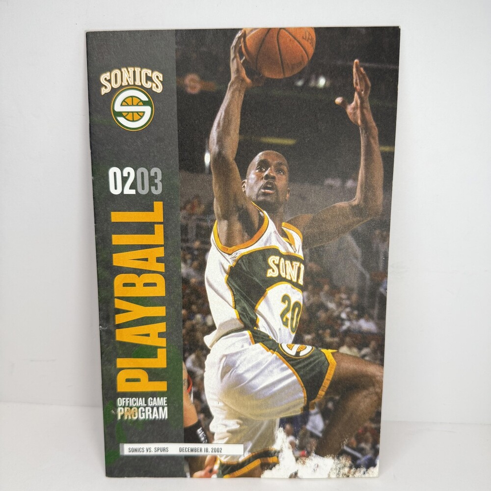 Vintage Seattle SuperSonics Game Program NBA Basketball Sonics Spurs Dec 18 2002